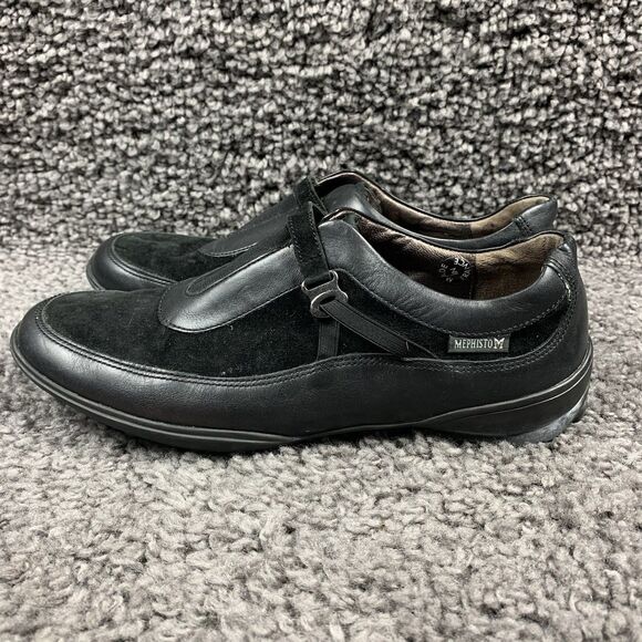 Mephisto Black Leather Slip On Loafers Size US 7 - Picture 1 of 9